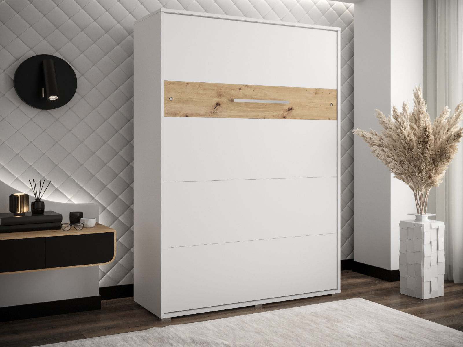 Mobistoxx Opklapbed HOUDI 140x200 cm wit/artisan eik