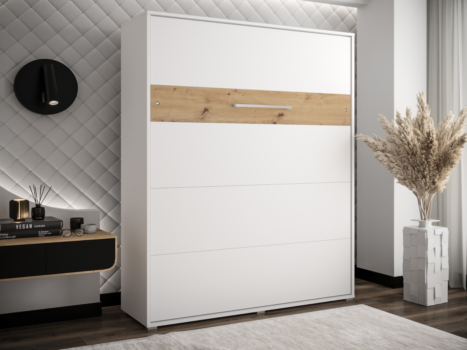 Mobistoxx Opklapbed HOUDI 160x200 cm wit/artisan eik