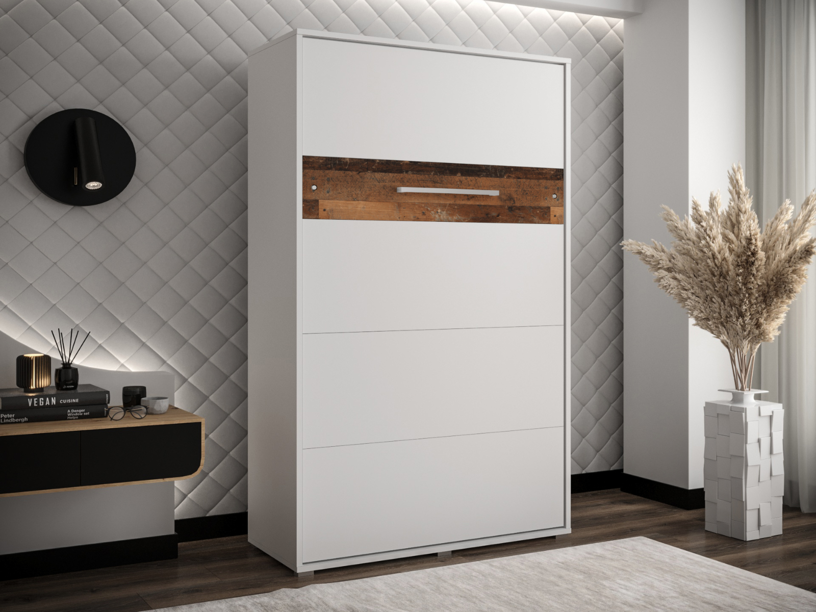 Mobistoxx Opklapbed HOUDI 120x200 cm wit/old style eik