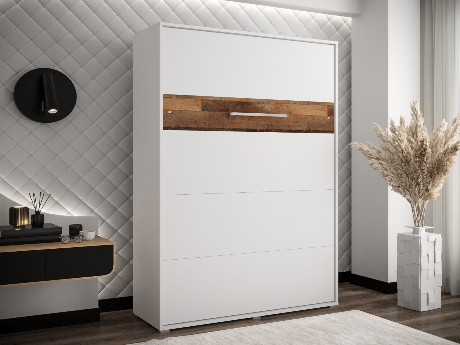 Mobistoxx Opklapbed HOUDI 140x200 cm wit/old style eik