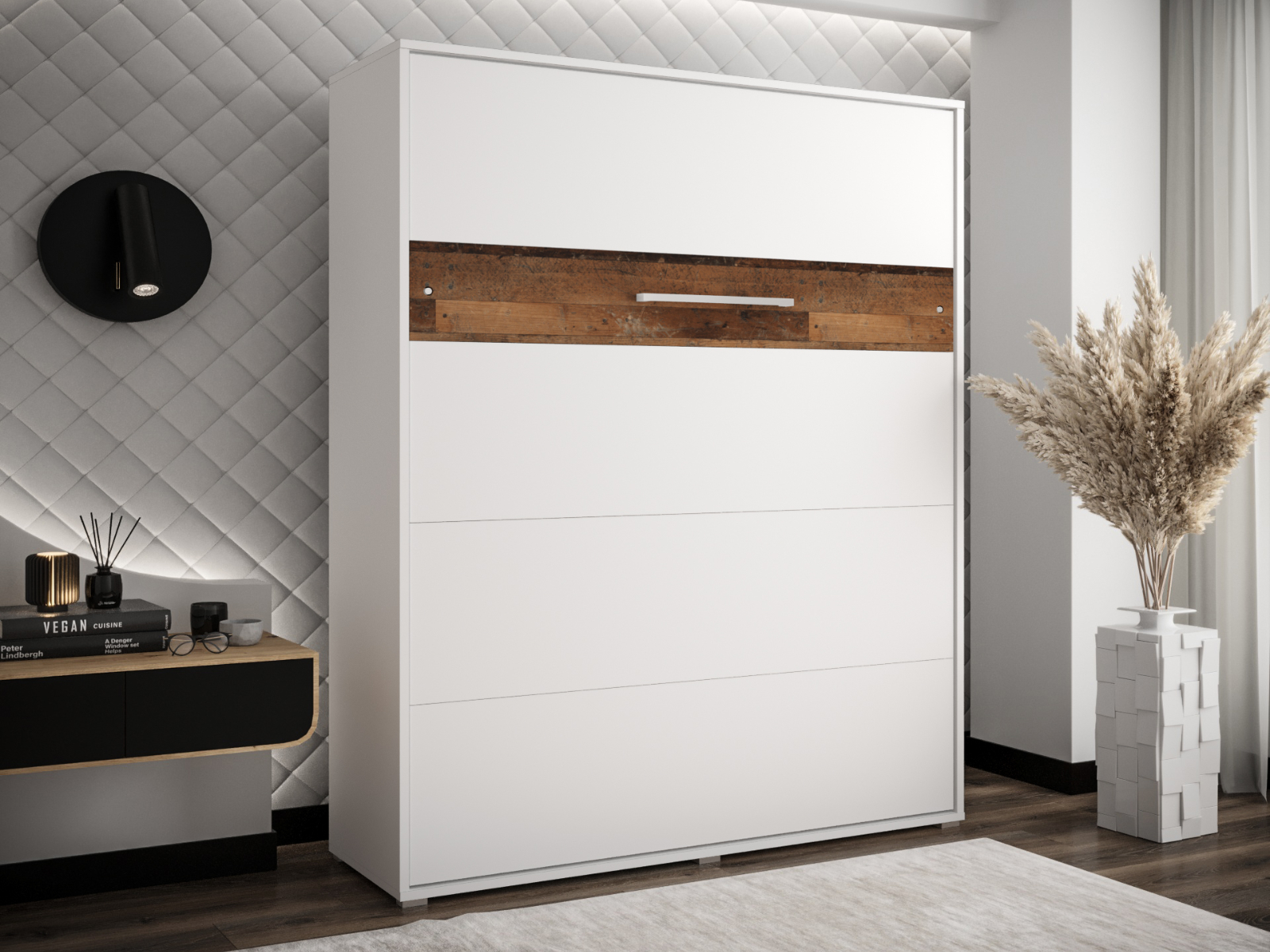 Mobistoxx Opklapbed HOUDI 160x200 cm wit/old style eik