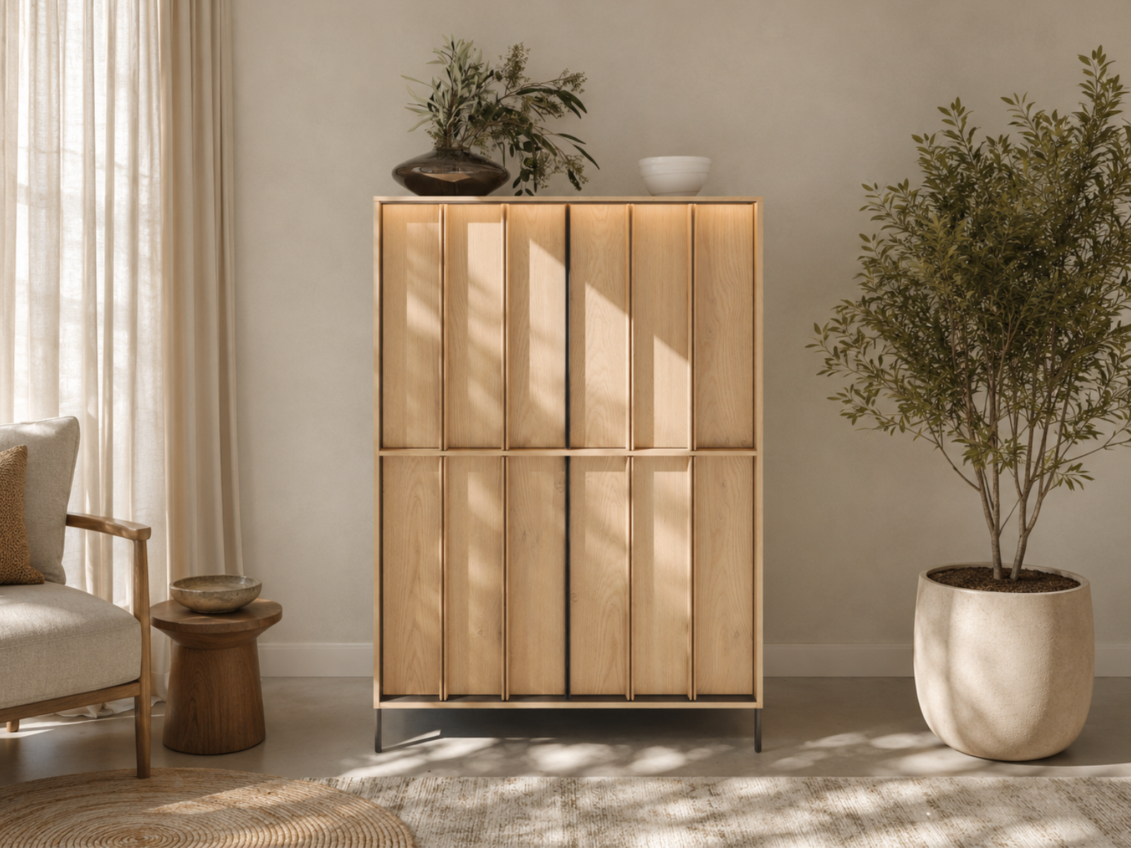 Mobistoxx Highboard ITAKA 4 deuren cremona eik/zwart