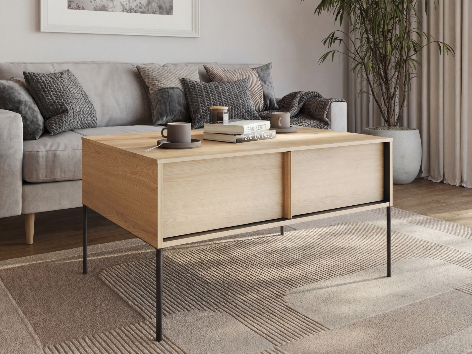 Mobistoxx Salontafel ITAKA 2 laden cremona eik/zwart
