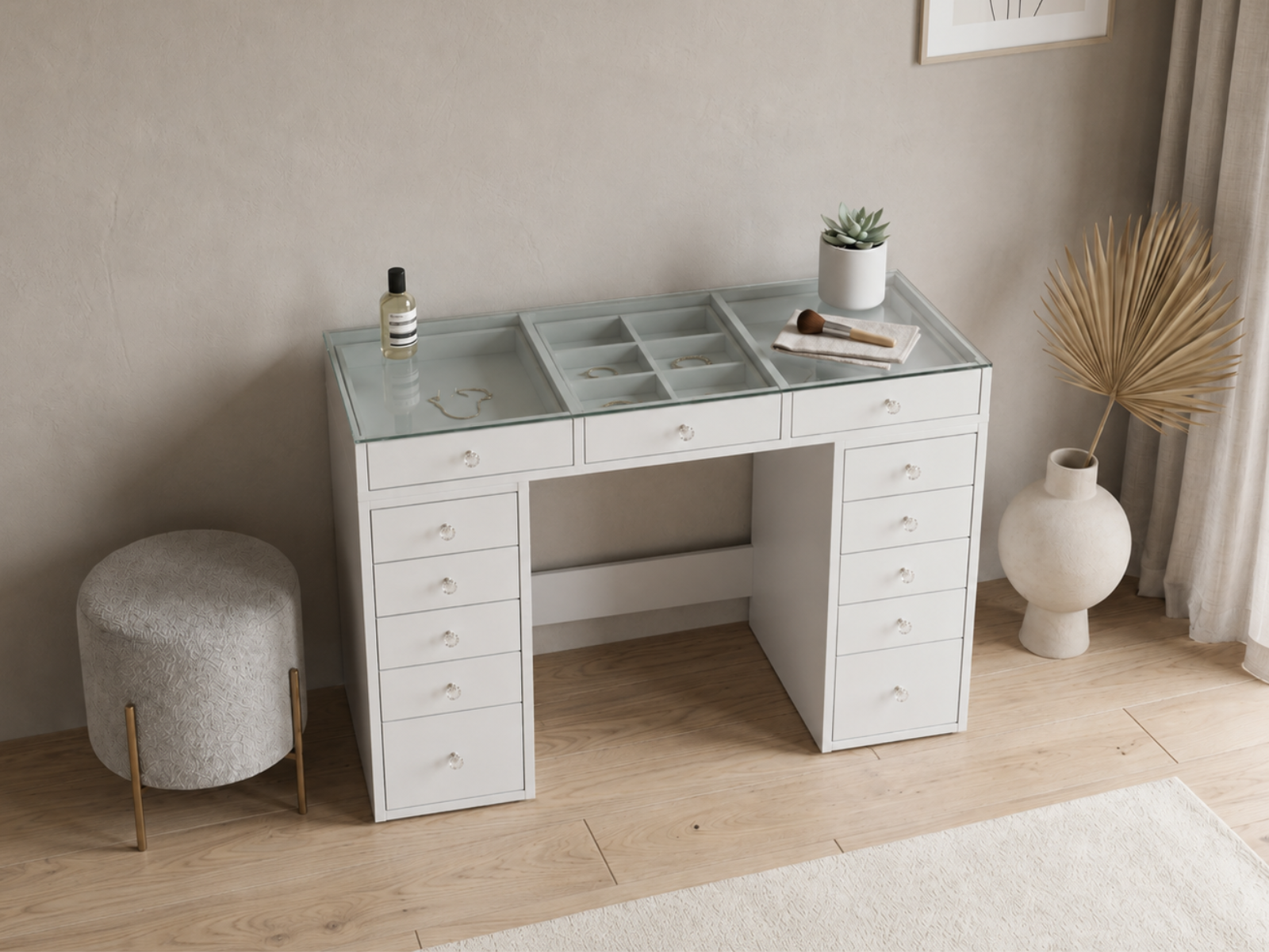 Make-up tafel JESSIE 13 lades wit