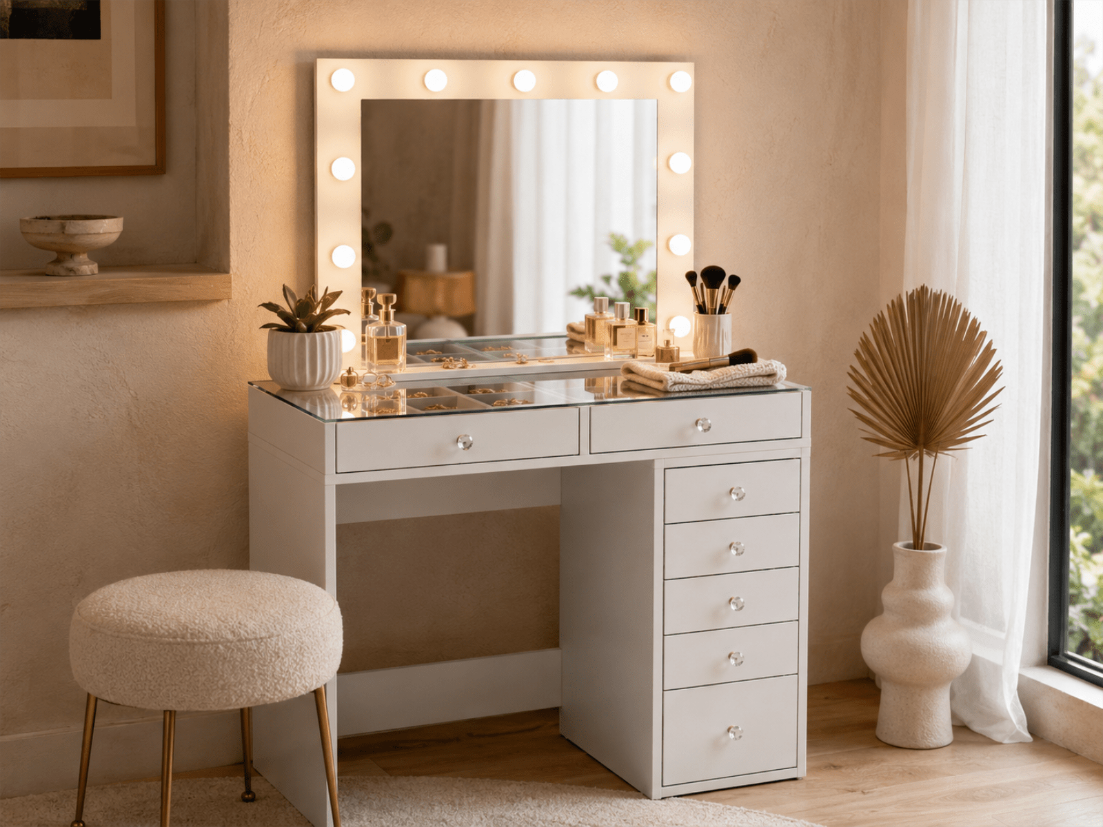 Make-up tafel JESSIE DELUXE 7 lades wit