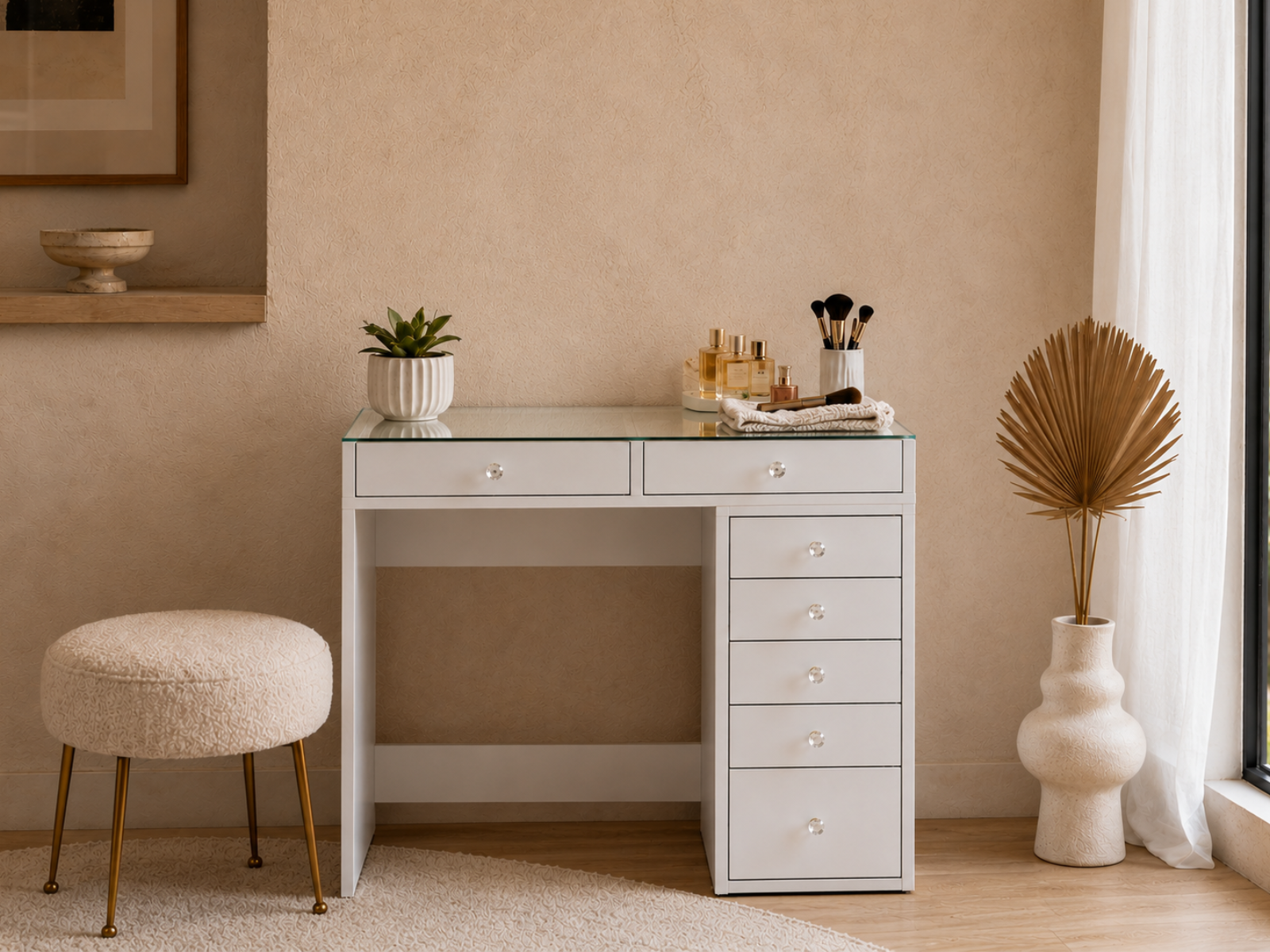 Make-up tafel JESSIE 7 lades wit