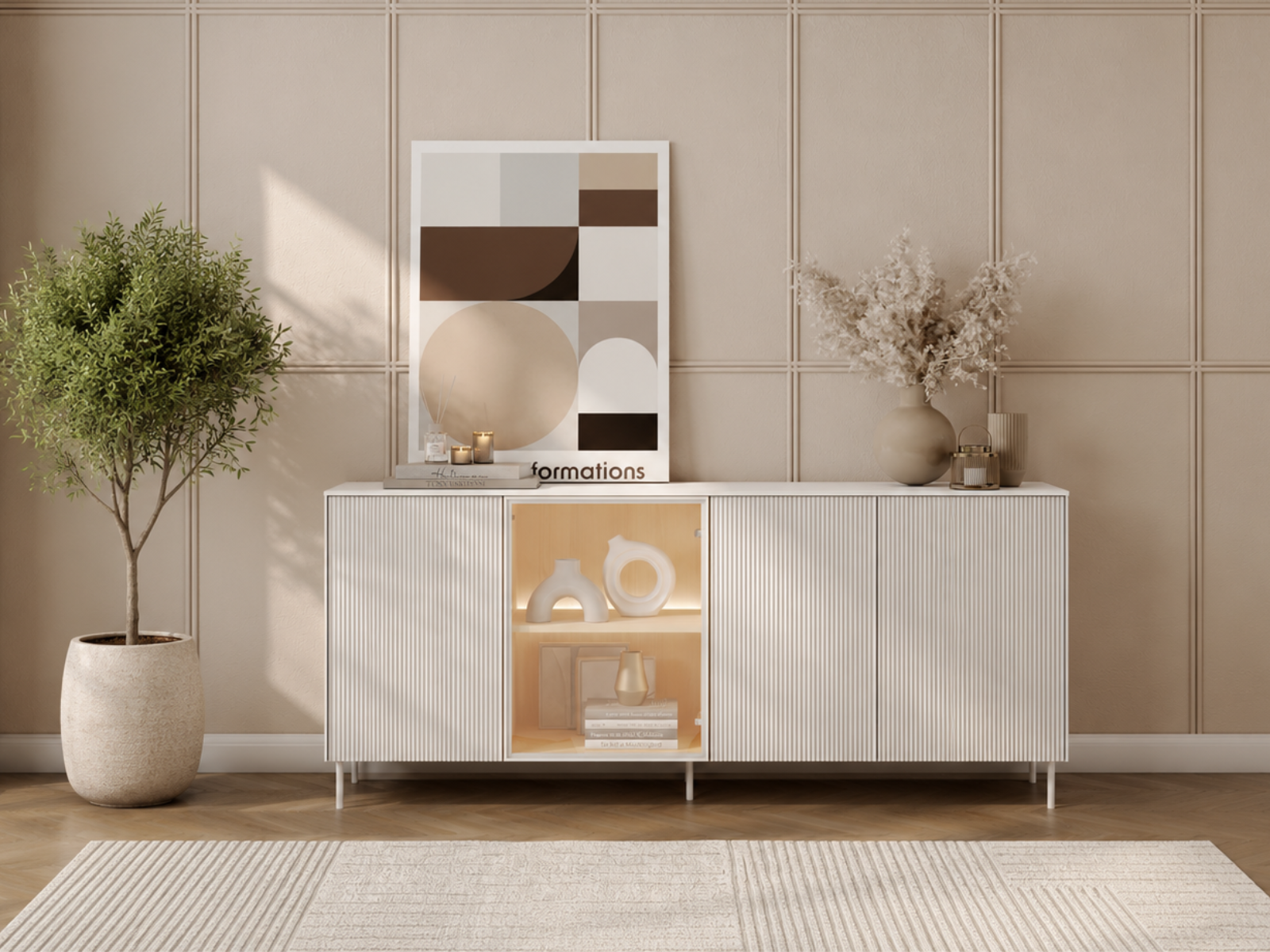 Mobistoxx Dressoir LIKA 4 deuren 195 cm wit/Vincenza eik