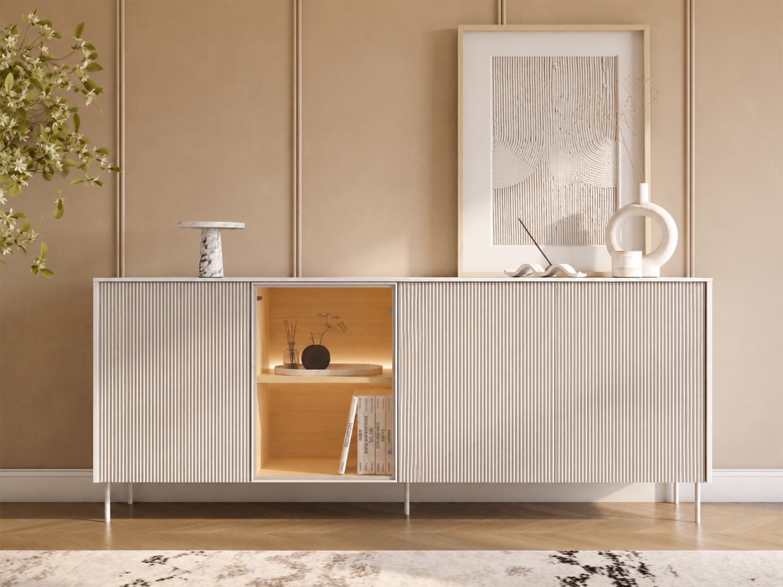 Mobistoxx Dressoir LIKA 4 deuren 170 cm wit/Vincenza eik