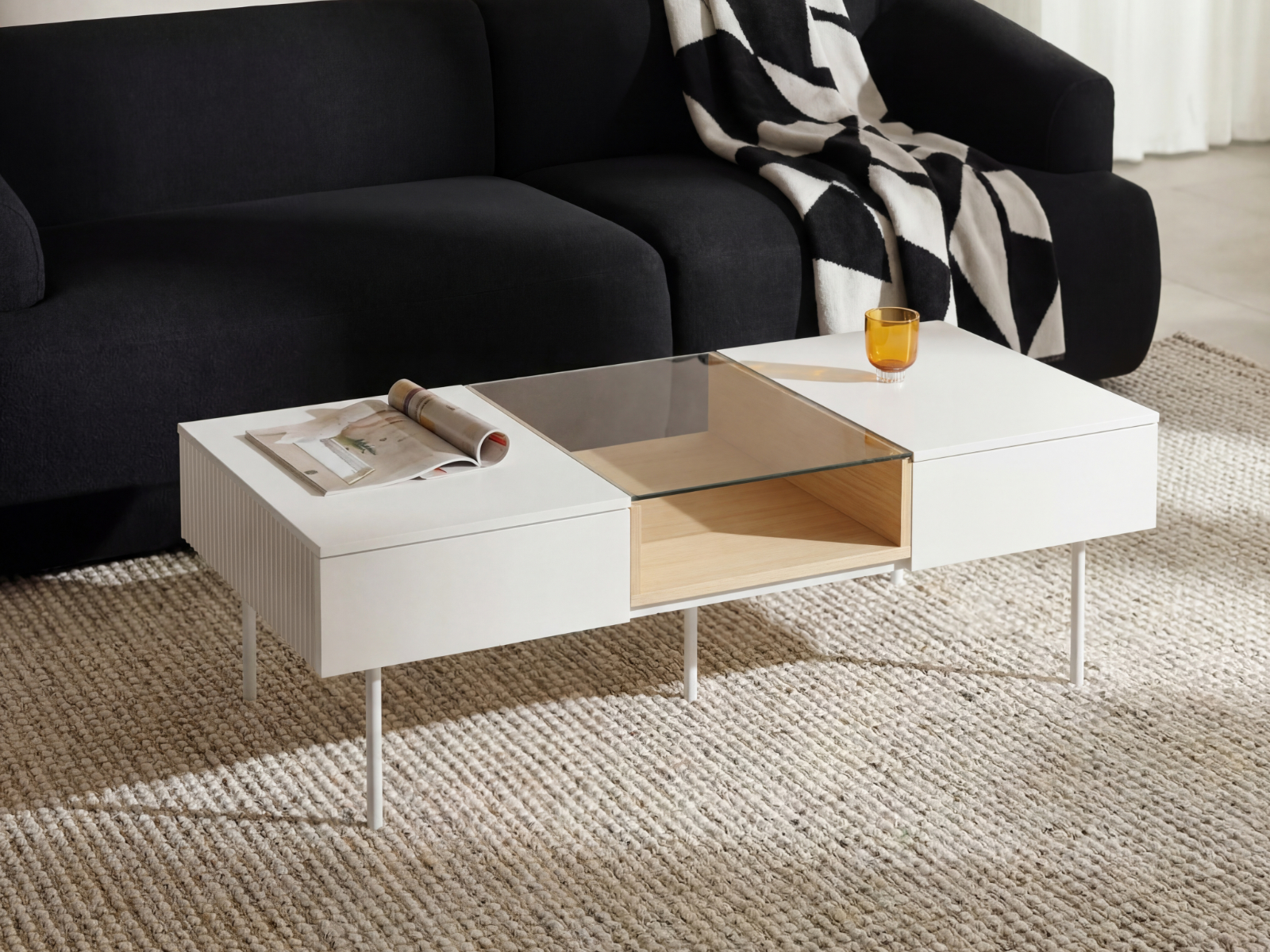 Mobistoxx Salontafel LIKA 2 laden wit/Vincenza eik