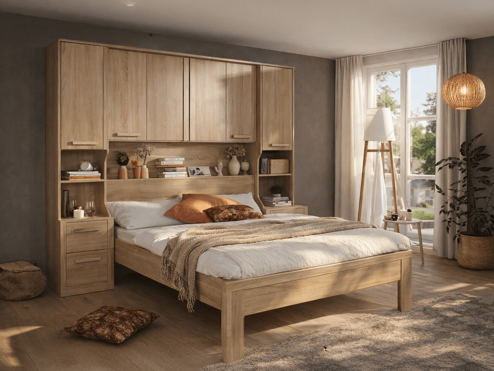 Bed en brugkast RIGA 160x200 cm sonoma