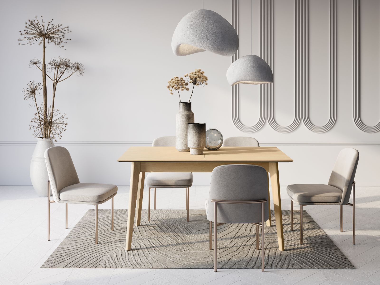 Verlengbare eettafel PLOTY 145>220 cm lichte eik 