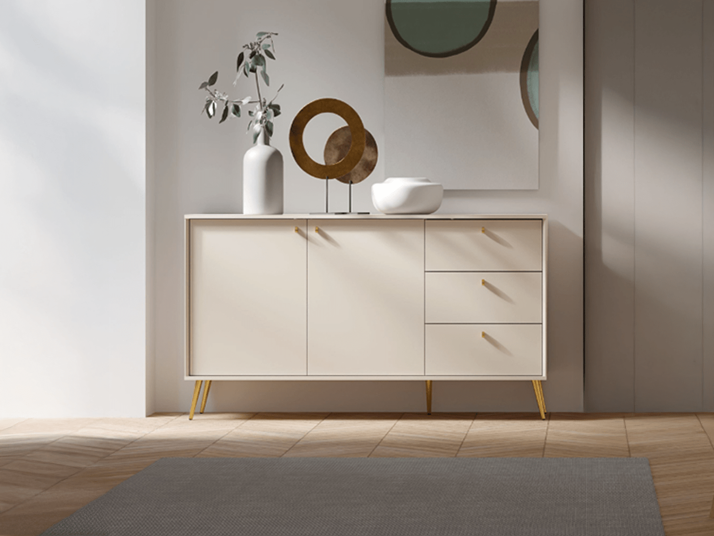Dressoir ROSSE 2 deuren 3 lades kasjmier