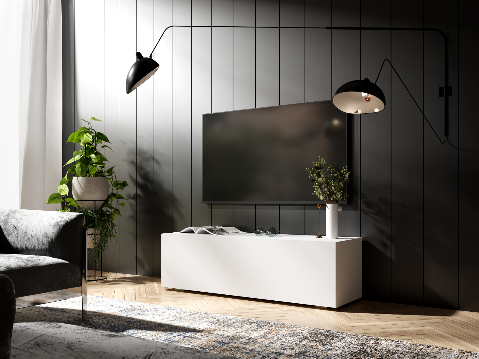 Mobistoxx Tv-meubel KINGSTON 1 klapdeur 105 cm wit