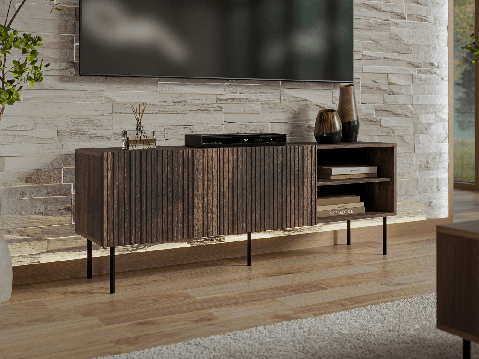 Tv-meubel TAKKO 150 cm walnoot bruin