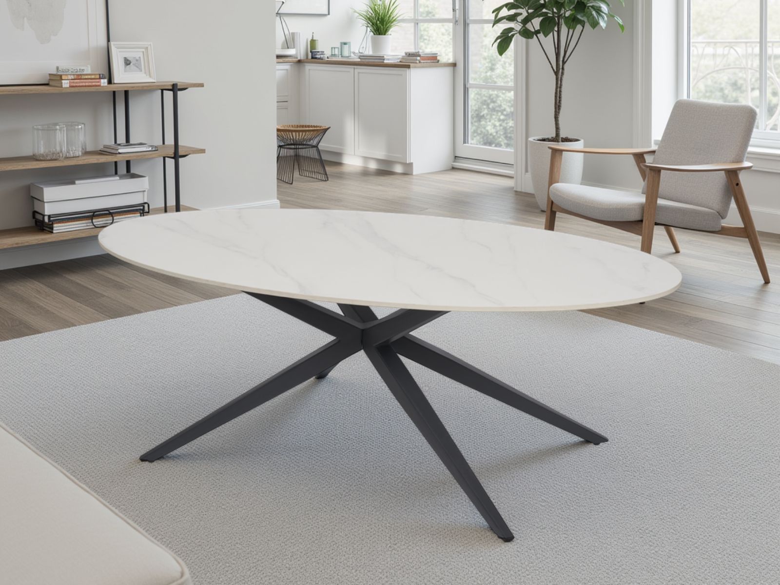 Keramische salontafel KERAM 130 cm wit