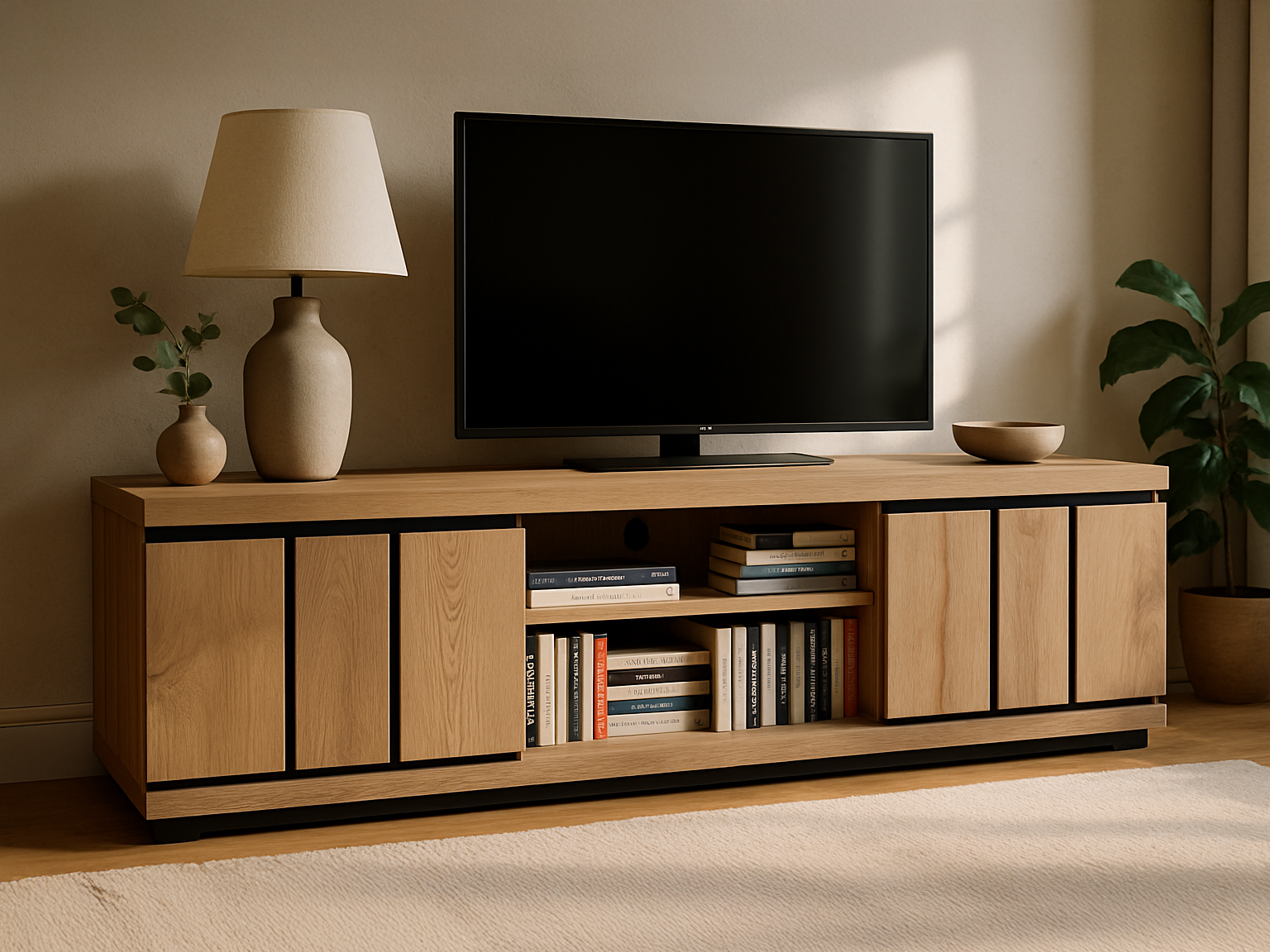 Tv-meubel STEFALIS 2 schuifdeuren canyon eik 