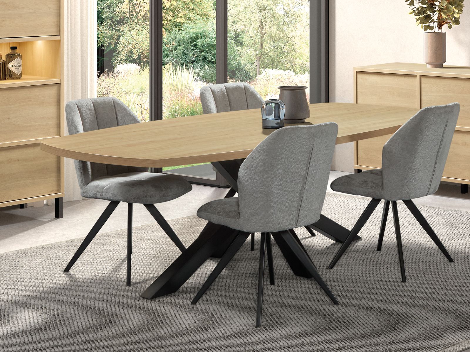 Ovale eettafel AMBER 120x200 cm urban eik