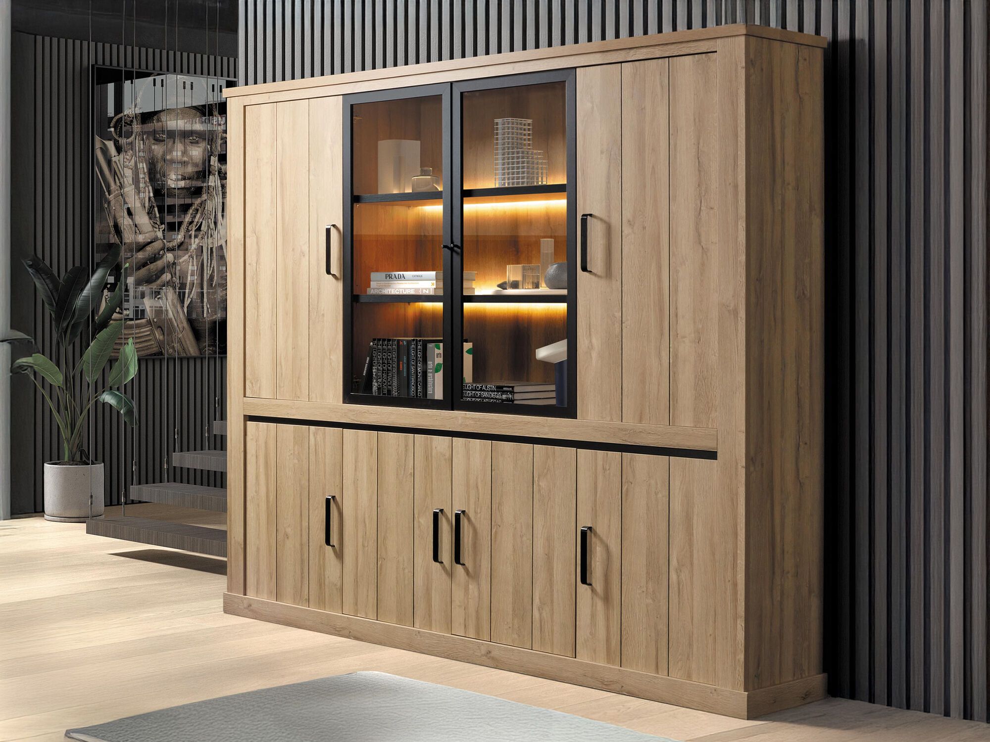 Buffetkast TIBOR 8 deuren franse eik afbeelding