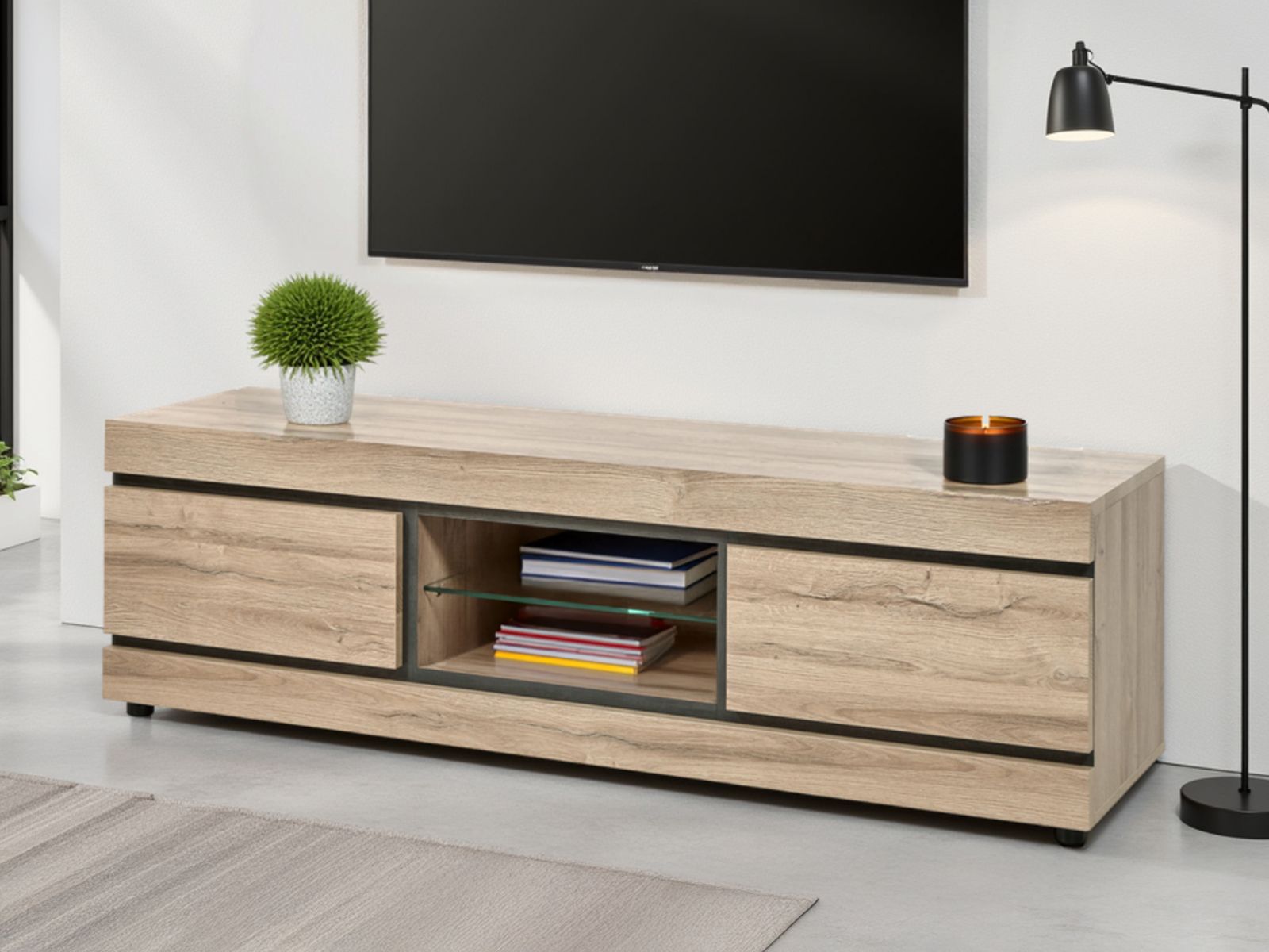 TV-meubel MARNOIX 2 lades franse eik afbeelding