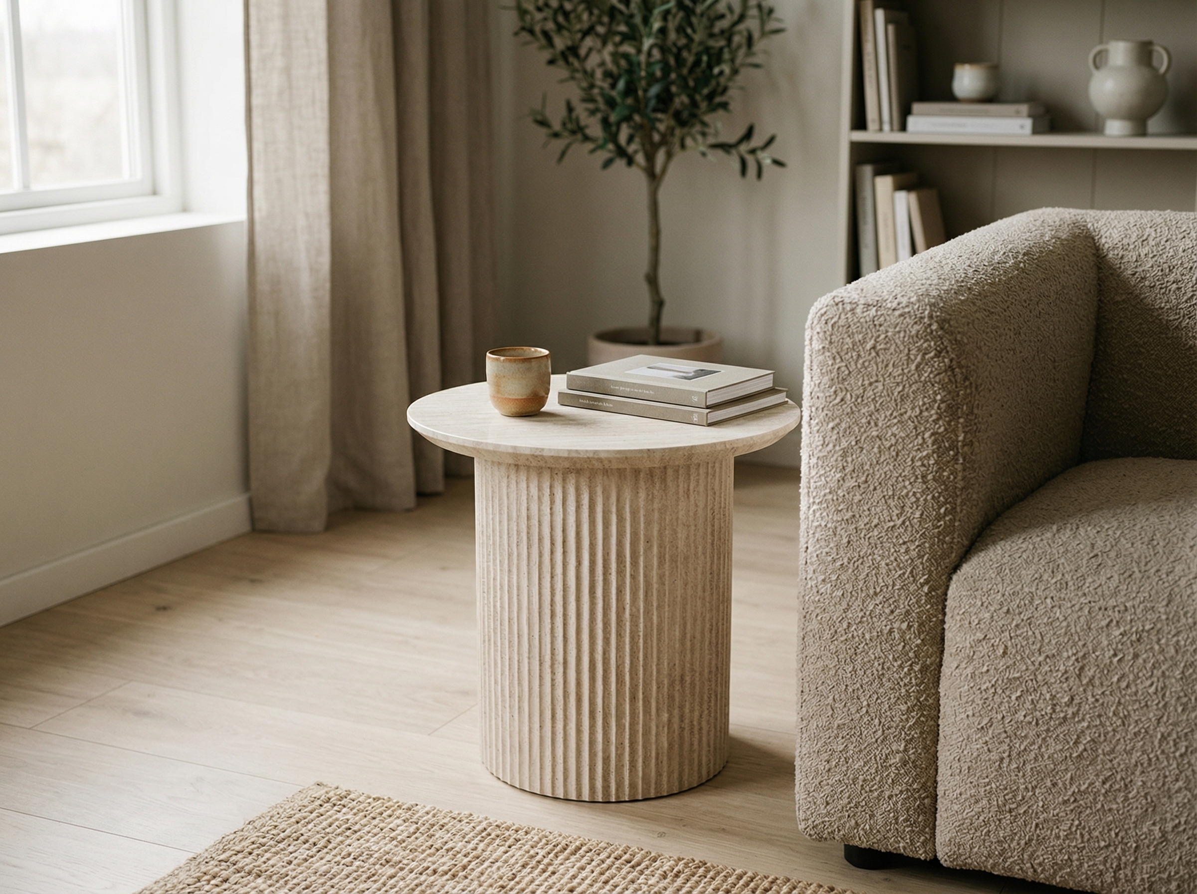 Ronde salontafel LARUSSO 50 cm travertijn