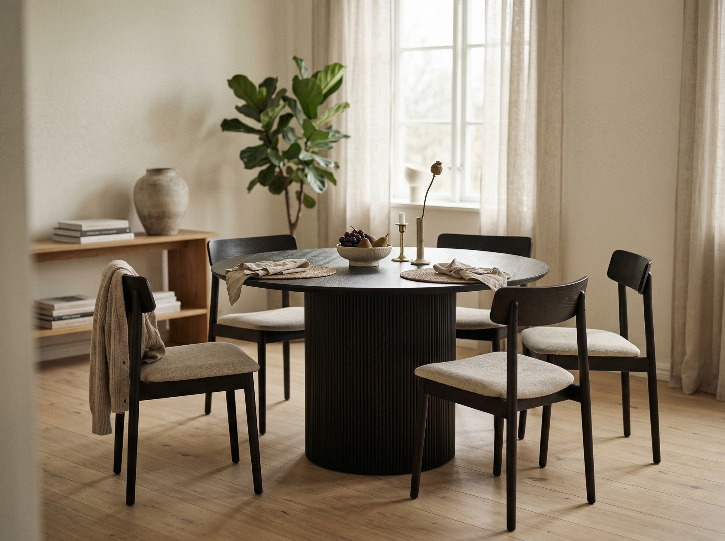 Ronde eettafel LARUSSO 120 cm donkerbruin