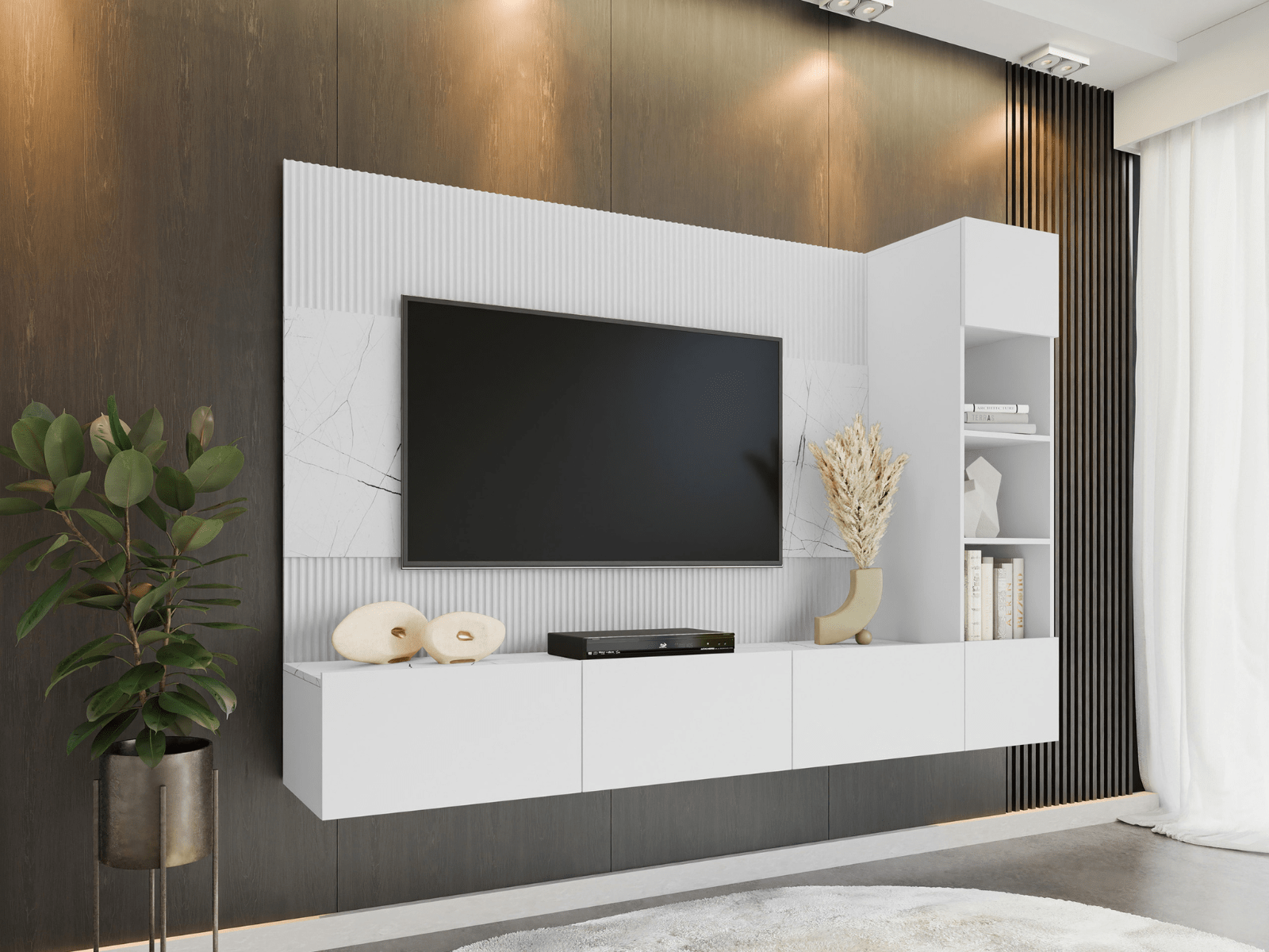 Mobistoxx Tv-meubel set DORINI 5 deuren wit marmer wit