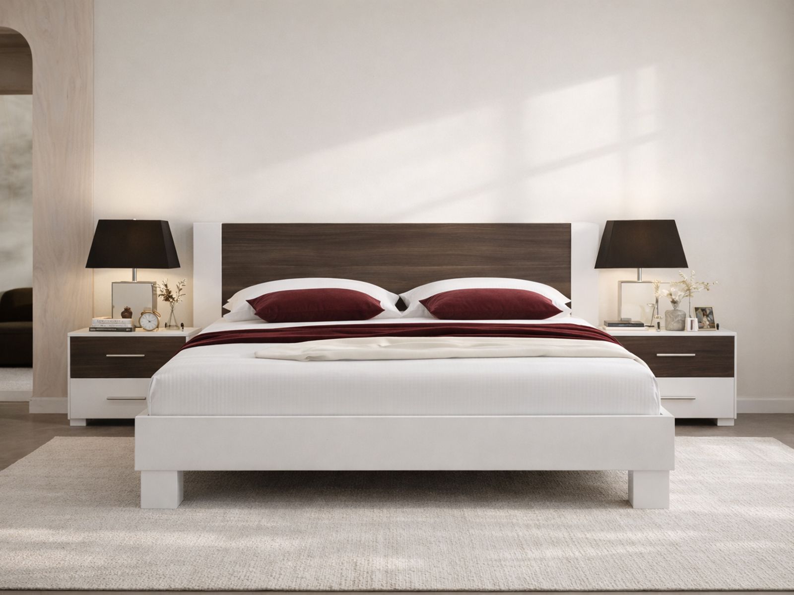 Bed en nachtkastjes VERO II 160x200 cm wit/carbon