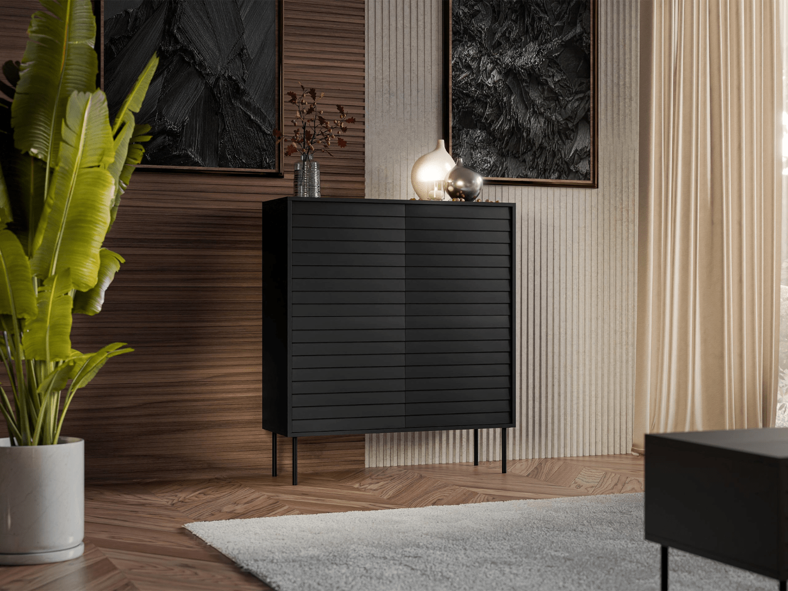 Commode HEPRANI 4 deuren zwart