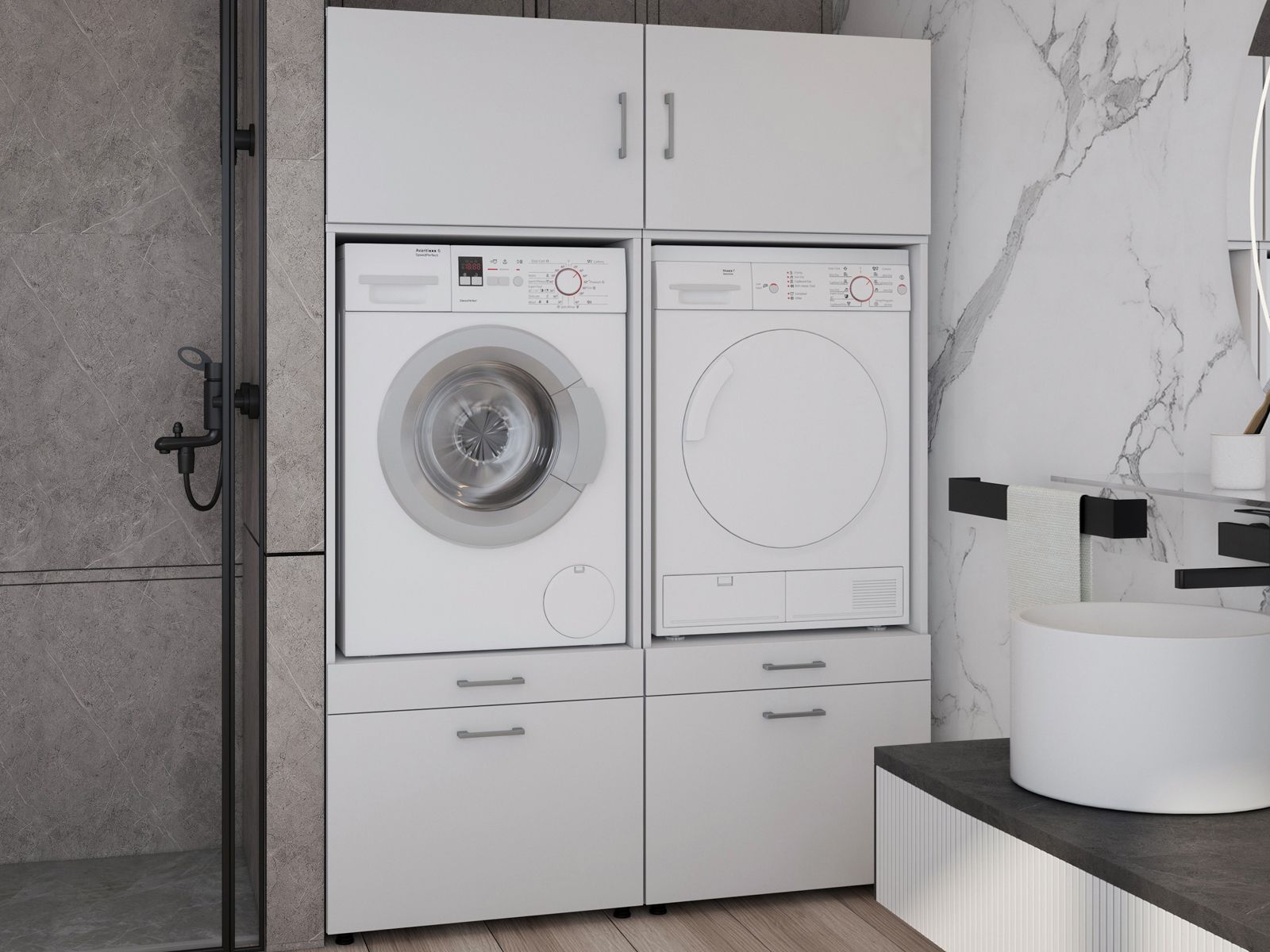 Kast WASHING 2 machines naast elkaar LARGE wit