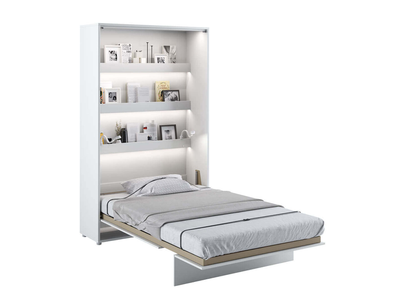 Opklapbed CONCEPTION PRO 120x200 cm wit/hoogglans wit (verticaal) zonder kasten 