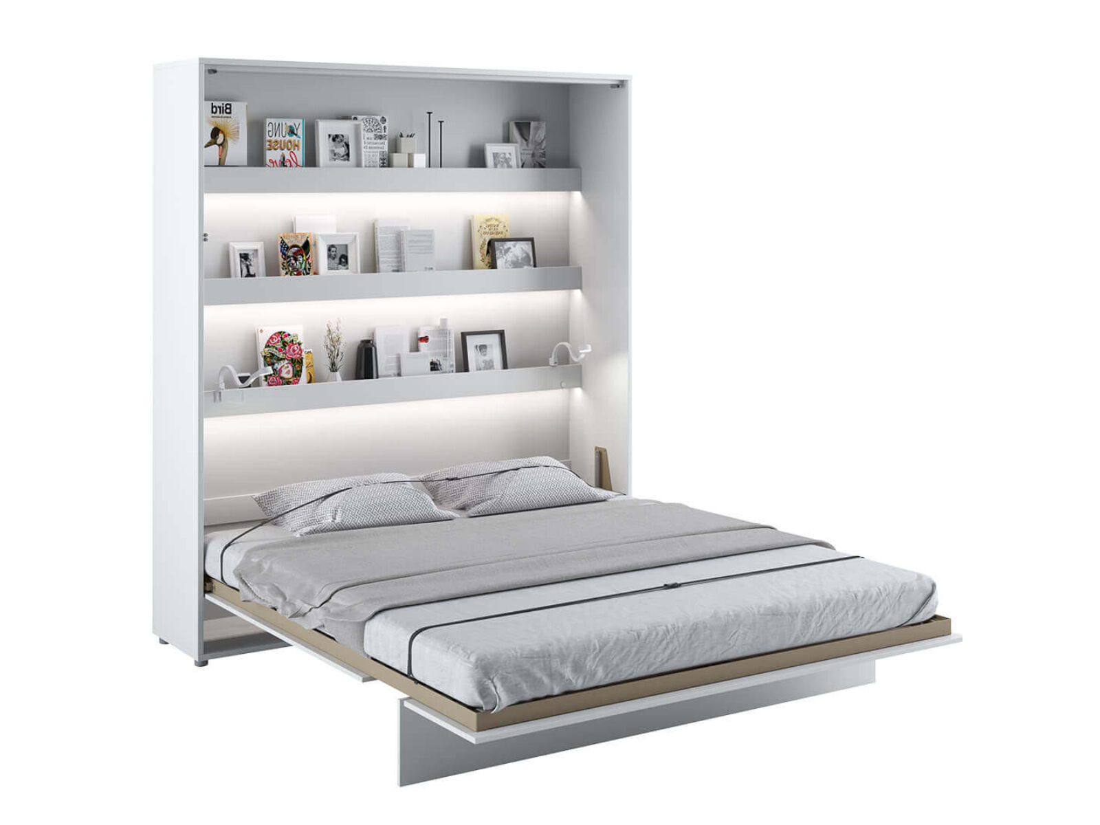 Opklapbed CONCEPTION PRO 180x200 cm wit/hoogglans wit (verticaal) zonder kasten met matras 