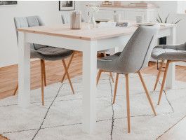 Rechthoekige eettafel BERGAMOTE 160 cm wit/artisan eik met verlengstuk