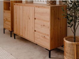 Commode BONIFACIO 2 deuren 3 lades artisan eik