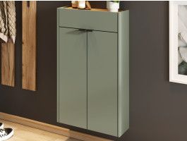 Wandkast AMEYA 2 deuren 1 lade 56 cm groen/navarra eik (verticaal)