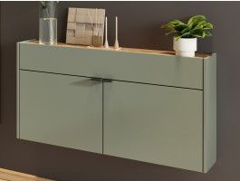 Wandkast AMEYA 2 deuren 1 lade 110 cm groen/navarra eik (horizontaal)