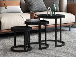 Set van 3 bijzettafels PLONA zwart