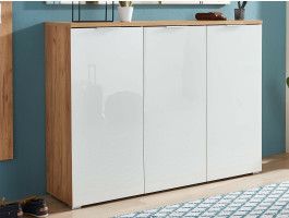 Schoenenkast TOLDO 3 deuren navarra eik/hoogglans wit