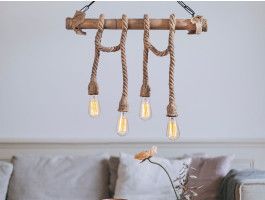 Hanglamp EBEN 4 lampen natuurlijk hout