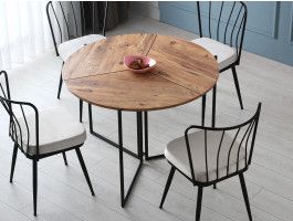 Inklapbare eettafel YARI ⌀ 100 cm atlantische pijnboom 