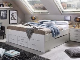Bed SCARLETT 160x200 cm wit met zes lades