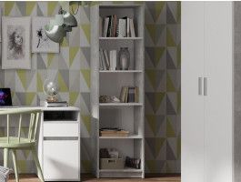 Boekenkast SAMMOU 5 vakken beton/wit