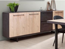 Dressoir VIAZZA 3 deuren 2 lades dark stone/castella
