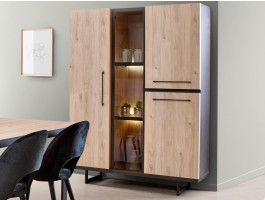 Vitrinekast VIAZZA 4 deuren dark stone/castella 