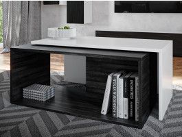 Rechthoekige salontafel KINGSTON DELUXE wit/zwarte eik 