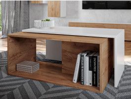 Rechthoekige salontafel KINGSTON DELUXE wit/gouden eik 