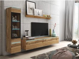 Tv-meubel set VITTORIO 4 deuren wotan eik met verlichting