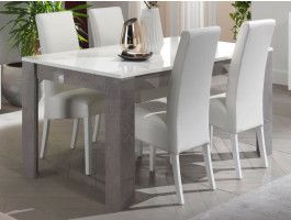 Rechthoekige eettafel GRENADE 190 cm hoogglans marmer/hoogglans wit