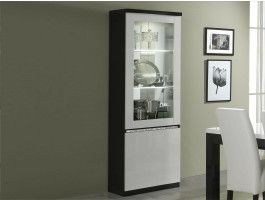Vitrinekast REBECCA 2 deuren hoogglans zwart/hoogglans wit