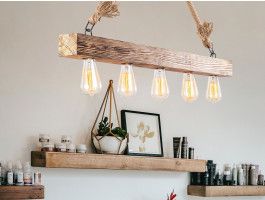 Hanglamp ERAY 5 lampen natuurlijk bruin 
