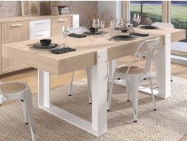 Eetkamertafel design TRAVIS artisan eik/wit